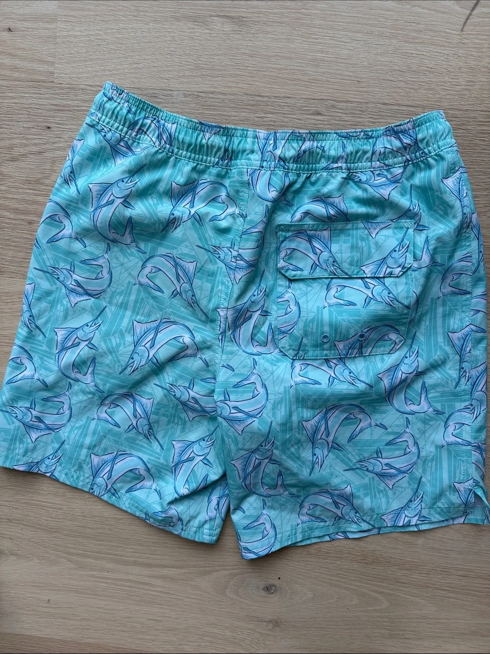 Vineyard Vines Kids Aqua Blue Marlin Swim Trunks